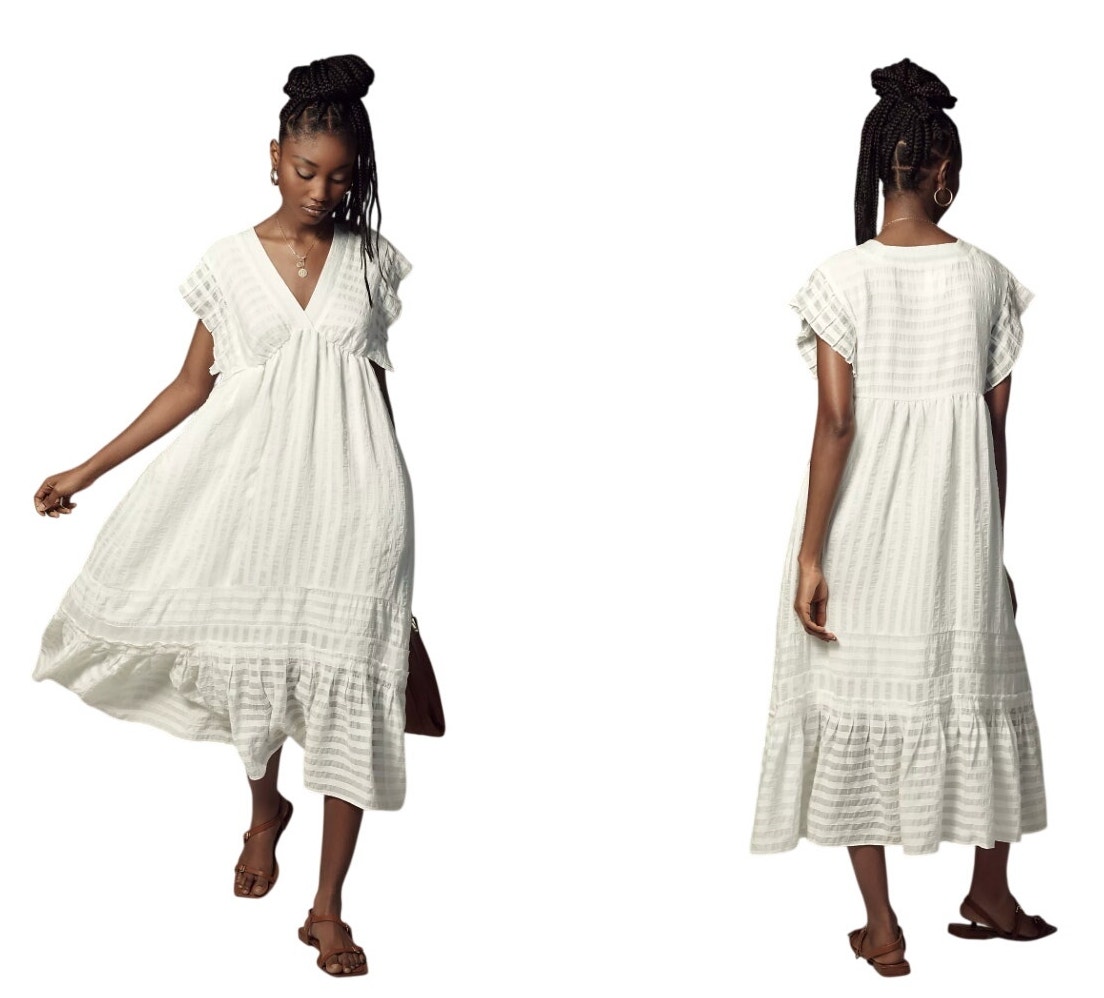 By Anthropologie V-Neck Ruffled Tiered Babydoll Dress Size Xs